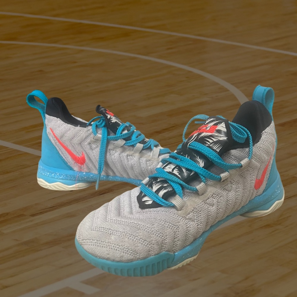 Nike Kids' Gray and Blue Sneakers with Red Swoosh